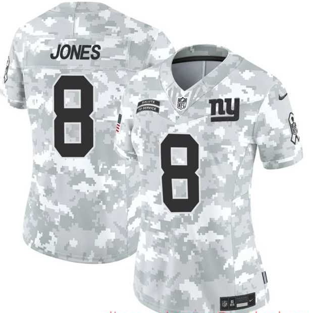 Womens New York Giants #8 Daniel Jones 2024 F.U.S.E Arctic Camo Salute To Service Limited Stitched Jersey Dzhi